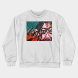 Oldboy - "See No Evil" Dae-Su Oh canvased portrait (original) Crewneck Sweatshirt